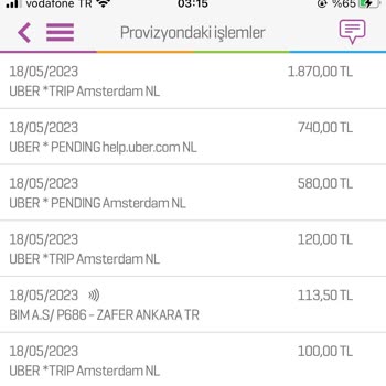 Uber Haberim Ve İznim Olmadan Kredi Kartımdan Para Çekilmiştir