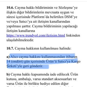 Trendyol Web Sitesindeki Mesafeli Satış Sözleşmesini Uygulamıyor.