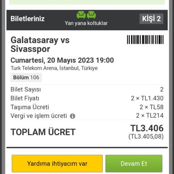 Viagogo Sitesinden Aldığım Maç Bileti