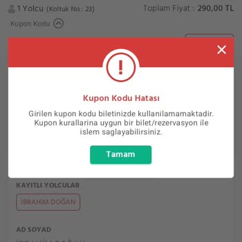 Obilet Demokrasi Orgdan Bilet Kodu Aldım Fakat Kullanamıyorum Hata Veriyor
