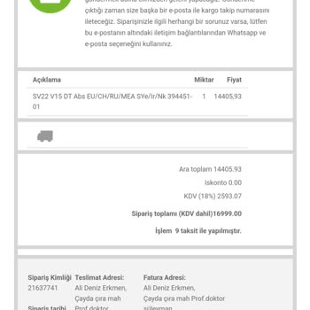 Dyson V 15 Süpürge Kredi Kartı 9 Taksit Alışveriş Peşin Çekildi