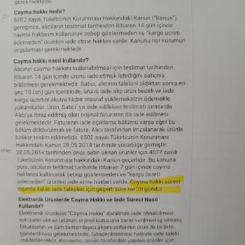 Karaca Züccaciye Karaca Yemek Takimi İadem Kabul Edilmiyor