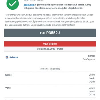 Sunexpress Biletleri İptal Etti