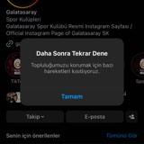 Galatasaray Spor Kulübü Instagram'da Takip Edemiyorum İhlal Falan Diyor