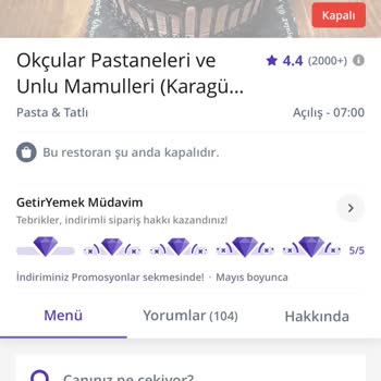 Okçular Pastanesi (Karagümrük) Sipariş Edilen Ürünler Getirilmedi