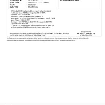 Ziraat Bankası Fast İşlem İptali