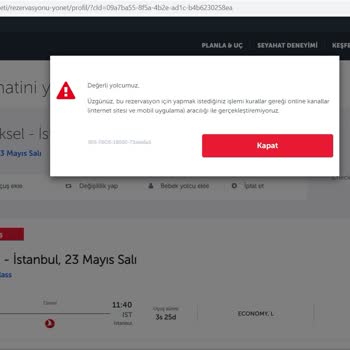 THY Sistem Hatası Yüzünden Değişiklik Yapamıyorum, Mağdurum.