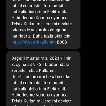 Vodafone Telsiz Kullanım Adıyla Haksız Kazanç!