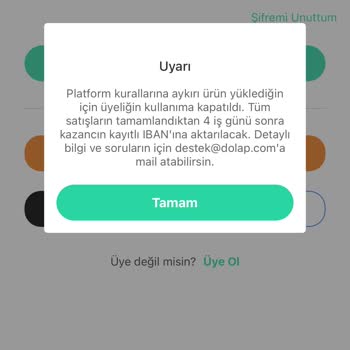 Dolap Hesabım Geçersiz Sebepten Kapatıldı