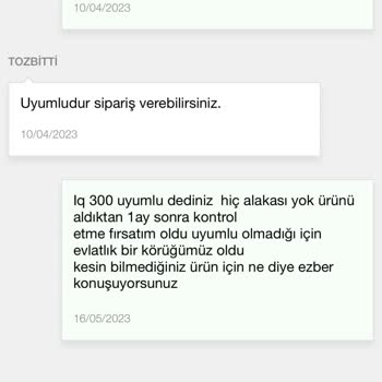 Toz Bitti Firması Yanlış Parça