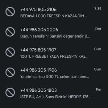 Vodafone Bahis Sitelerinden Gelen Sürekli Spam Mesajlar