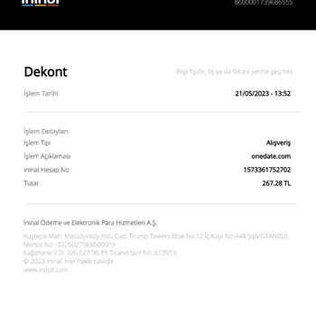 Onedate Kartımdan Para Çekilmiş, İade Talep Ediyorum