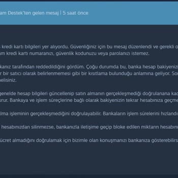 Steam'den Çekilen Para Enpara Hesabına Yatmayan İade Tutarı