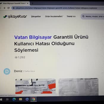 Vatan Bilgisayar Kusurlu, Ayıplı, Hatalı Ürünler Satıyor