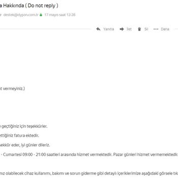 Dyson Fatura Sorunumu Halletmedi.