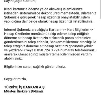 İş Bankası Kredi Kartı İşlemleri Dekont