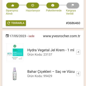 Yves Rocher Siparişimin Kendi Kendine İptal Olması