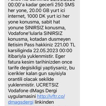 Vodafone Talebim Olmadan Tarafıma Tanımlanan Tarife