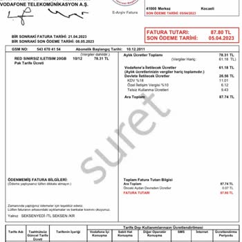 Vodafone Talebim Olmadan Tarafıma Tanımlanan Tarife