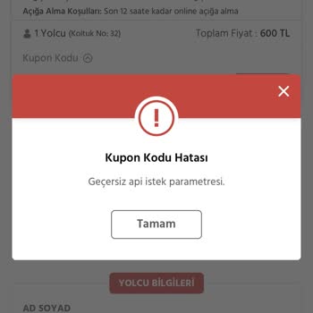 Demokrasi Bileti Geçersiz Api İstek Parametresi