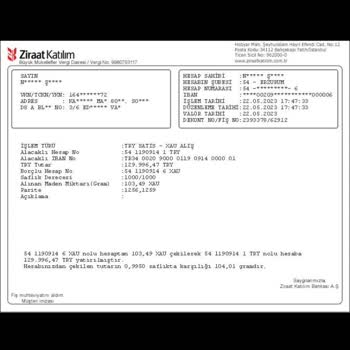 Ziraat Katılım Bankası Banka Altın Hesabımdaki Parayı Fiziki Olarak Ödemedi