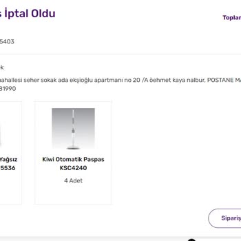 Gratis Yanlış Fiyat Alınan Ürünü İptal Etme