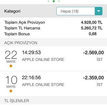Apple Store Apple Provizyonda Kalan İşlem