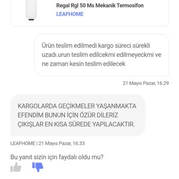Hepsiburada Teslim Edilmeyen Termosifon