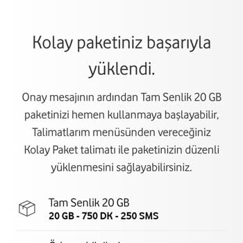 Vodafone Hediye 15 GB İnternet Ve Bilgilendirme Mesajı Gelmedi