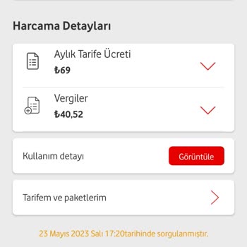 Vodafone 69TL Olan Paketi 109 TL Den Alınıyor