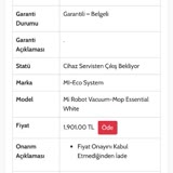 Xiaomi Robot Süpürge / Hepsiburada / Ouno Servis Fiyaskosu