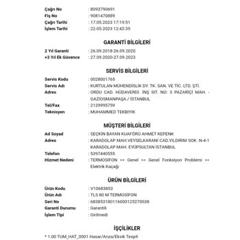 Vestel85lt Termosifon Garantili İçinde Değişim İçin Para Talep Ettiler