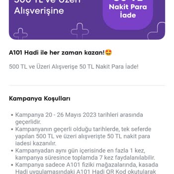 A101 Hadi Uygulaması QR İle Ödeme