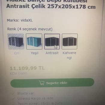 Vidaxl Ürününün Ana Ekran İle Sepetteki Fiyatı Farklı