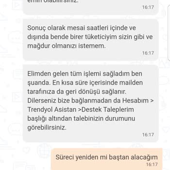 Trendyol Müşteri Desteği Sorunu