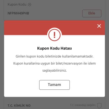 Demokrasi Bileti Kupon Kodu Kullanamıyorum