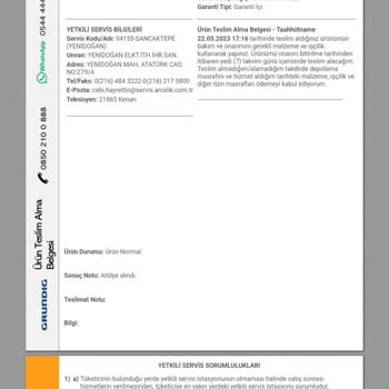 Grundig TV Değişim Talebi Sorunu.