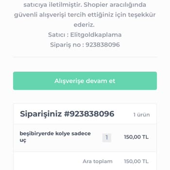 Elit Gold Kaplama'da Paranın Alınıp Siparişin Gönderilmemesi