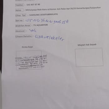 Samsung TU8000 Televizyon Bozulması