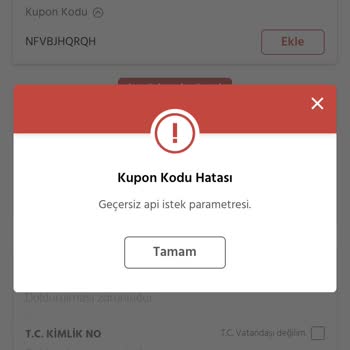 Demokrasi Bileti Kupon Kodu Hatası
