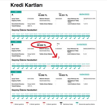 Findeks Fazla Kredi Kartı Gözükmesi