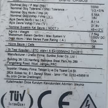 Orbus Solar Güneş Paneli Garanti