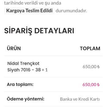 Sahraafra Trençkotu Beden Değişimi İçin Gönderdim 1 Ay Oldu Ürün Gelmedi