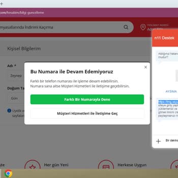 N11 Telefon Numaramı Kaydetmeme İzin Vermiyor