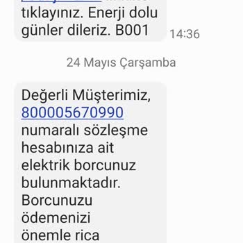 Aydem Gerçek Dışı 2019 Tarihli Borç Mesajı