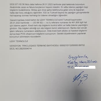 Turkcell Kredi Kartı İle Ödediğimiz Faturaları İspat Edemiyoruz.