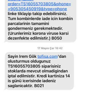 Tofisa Tükenmiş Ürüne Ödediğim Para İadesini İstiyorum.