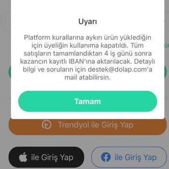 Dolap Hesabım Kapatıldı