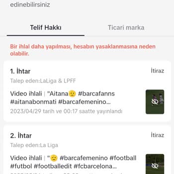 TikTok Hesap Uyarısı Ve İhlali