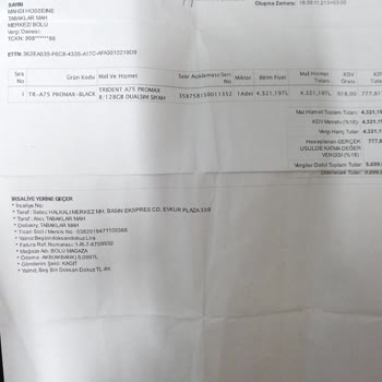 Trident Donma ve Kasma, Ekran Değişimi, Parmak İzi Okuyucu, İade